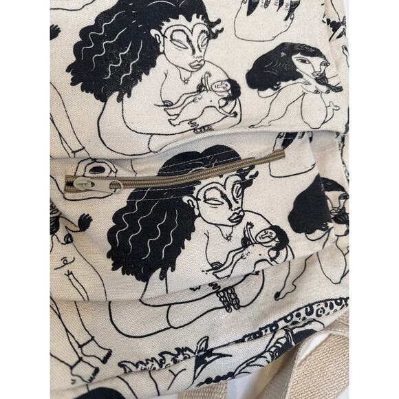 Artsy Cream Black Oaxacan Backpack Woven Canvas OS EUC Unbranded Handmade Mexico - Picture 2 of 11